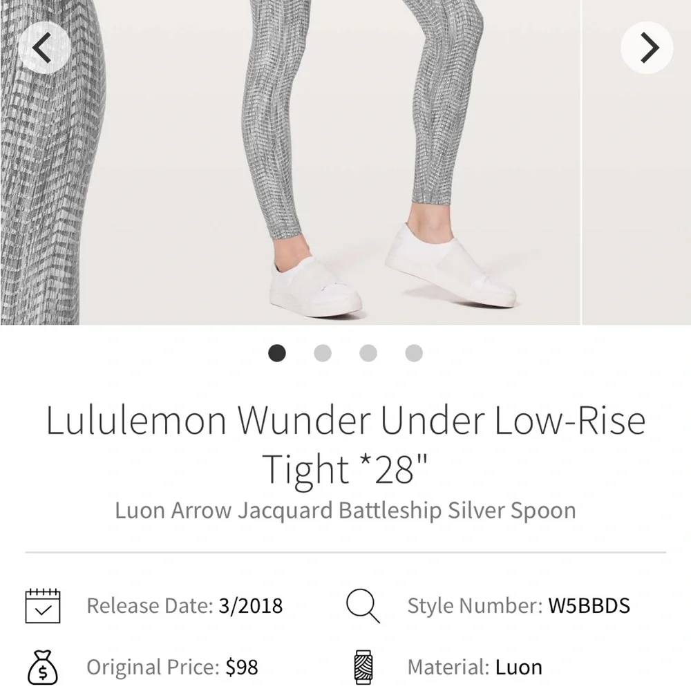 Lululemon Wunder Under low rise luon Gray Patterned Leggings